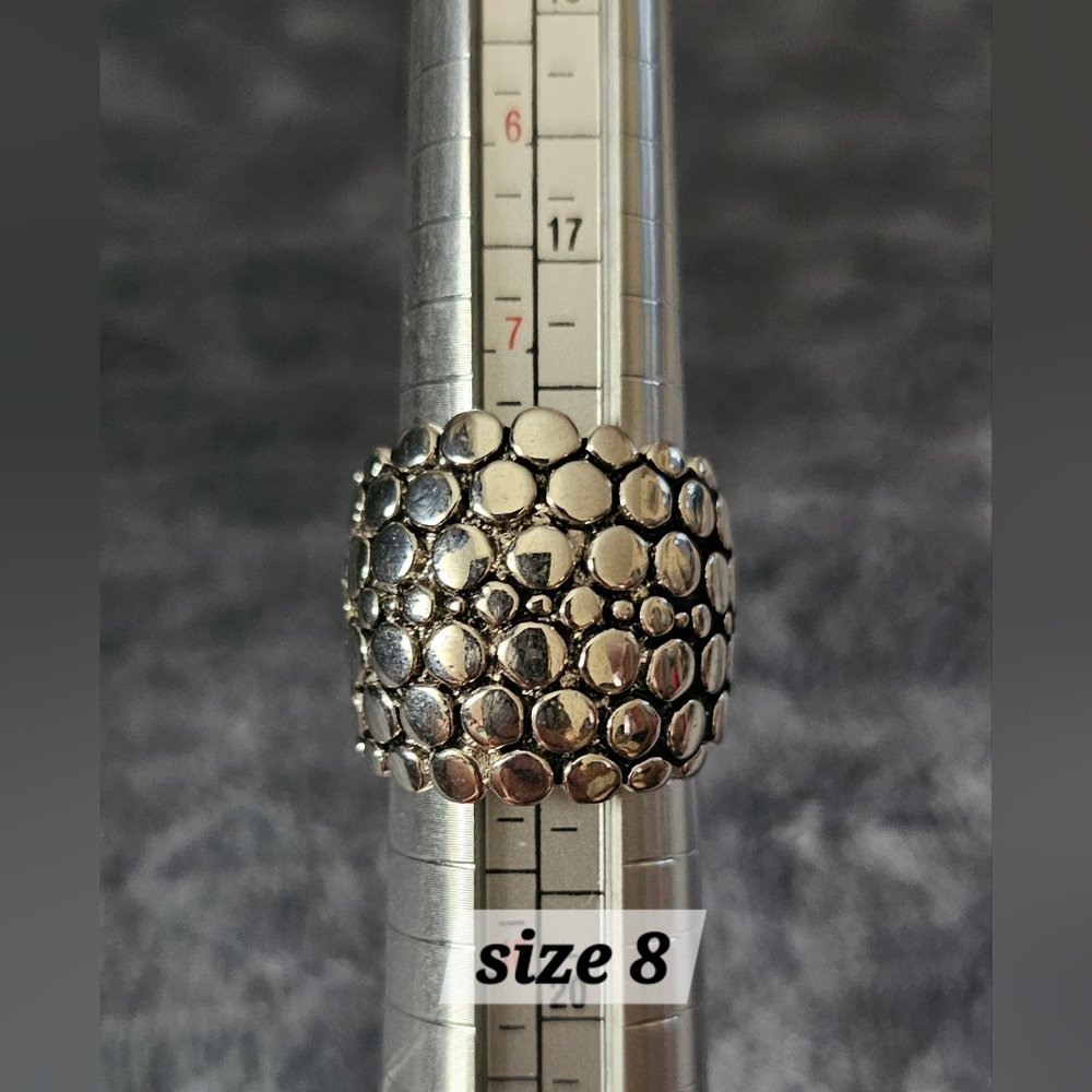 Reptile Scale Ring Silver Tone Texture Dragon Skin Chunky Snake Design sz8